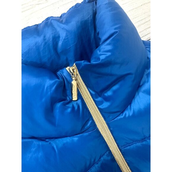 Lily Pulitzer Allie Packable Down Puffer Vest Brewster Blue Gold Zipper Size M - Picture 6 of 12